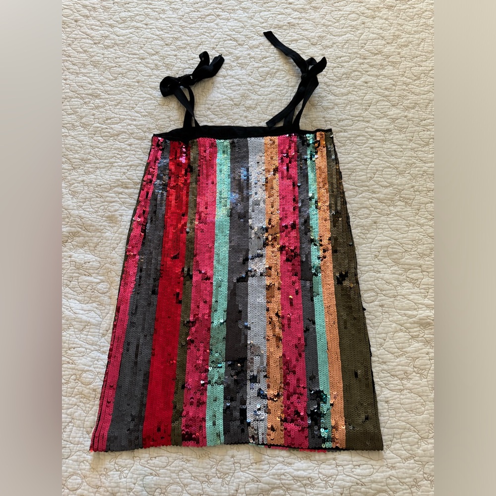 Tanya Taylor Sequin Stripe Erykah Dress with Tie Size 2 - Picture 5 of 11